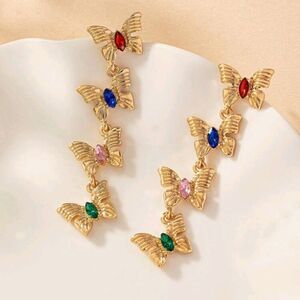 Gold Butterfly Drop Earrings